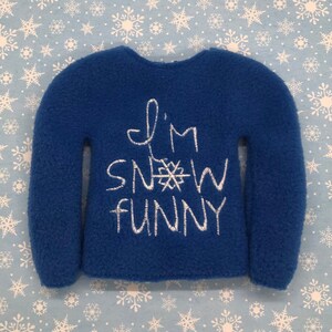 Fun Snow Sweater for Elf | 12&quot; Elf Doll Sweatshirt | Christmas Elf Sweater | Elf Prop | Elf Costume Sweater | Elf Doll Clothes | Elf Outfit