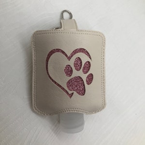 Patte rose pailletée | Porte-clés désinfectant pour les mains | Porte-clés fait main | Accessoires pour la rentrée scolaire | Désinfectant pour sac à dos | Cadeau porte-clés