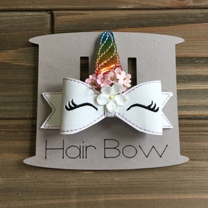 Unicorn Hair Bow - updo hair, teen accessories, hair clips for girls, gifts for her, trendy hair clamps, thick hair, cute, unicorns