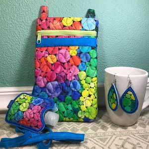 Cirkels | Crossbodytas | Gewatteerde tas | Tas voor mobiele telefoon | Boho-tas | Tas met ritssluiting | Handgemaakte tas | Cadeau voor haar