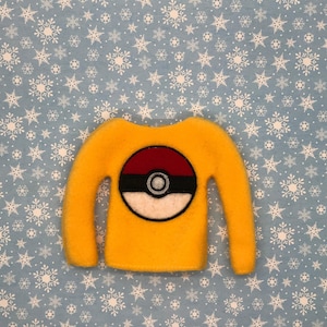 Pokeball Sweater for Elf | 12&quot; Elf Doll Sweatshirt | Christmas Elf Sweater | Elf Prop | Elf Costume Sweater | Elf Doll Clothes | Elf Outfit