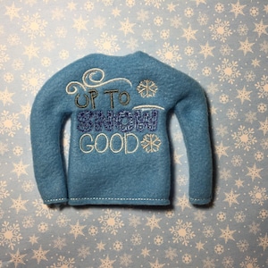 Fun Snow Sweater for Elf | 12&quot; Elf Doll Sweatshirt | Christmas Elf Sweater | Elf Prop | Elf Costume Sweater | Elf Doll Clothes | Elf Outfit