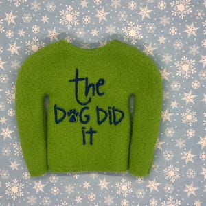 Fun Dog Sweater for Elf | 12&quot; Elf Doll Sweatshirt | Christmas Elf Sweater | Elf Prop | Elf Costume Sweater | Elf Doll Clothes | Elf Outfit