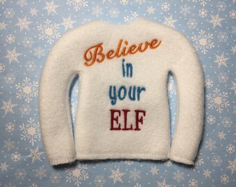 Believe Fleece Sweater for 12" Elf Doll - Christmas Elf Outfit