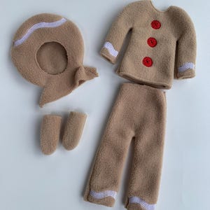 Gingerbread Costume for Elf | 12&quot; Elf Doll Sweatshirt | Elf Sweater | Elf Prop | Elf Costume Sweater | Elf Doll Clothes | Elf Outfit