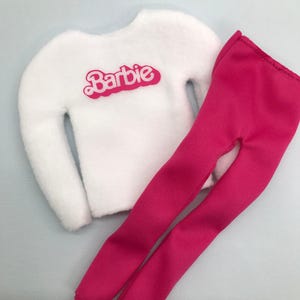 Vestiti per bambole elfo rosa: felpa e leggings con logo Barbie elfo da 12 pollici