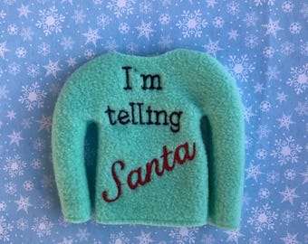 Elf Christmas Sweater: Fleece Outfit for 12" Doll