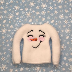 Snowman Sweater for Elf | 12&quot; Elf Doll Sweatshirt | Christmas Elf Sweater | Elf Prop | Elf Costume Sweater | Elf Doll Clothes | Elf Outfit