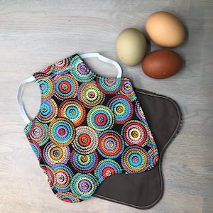 Retro Circles Chicken Hen Saddle | Chicken Apron | Egg Layers | Chicken Shirt | Chicken Gift | Chicken Sweater