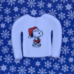 Santa Beagle Sweater for Elf | 12&quot; Elf Doll Sweatshirt | Elf Sweater | Elf Prop | Elf Costume Sweater | Elf Doll Clothes | Elf Outfit