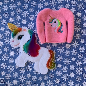 Unicorn Elf Sweater or Slipover: 12" Elf Doll Clothes