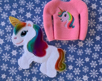 Unicorn Elf Sweater or Slipover: 12" Elf Doll Clothes