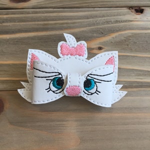 White Kitty Hair Bow - updo hair, teen accessories, hair clips for girls, gifts for her, trendy hair clamps, thick hair, cute, cat, kitten