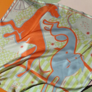 GREYHOUNDS Lima & Orange Scarf Libra Neckerchief Dogs Yin Yan Warp Illustrated Bandana Unisex Silky Touch Head Band Gift Ecological image 2