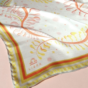 IVY  Pink & Cream Ivy Scarf Botanical Warp Illustrated Bandana Unisex Silky Touch Head Band Birthday Gift Ecological Wrapping