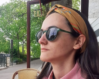 Ivy Copper Leaves Scarf: Handmade Silky Head Band