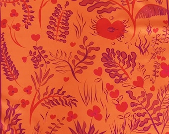 Orange Jungle Silk Scarf: Botanical Hearts Neckerchief