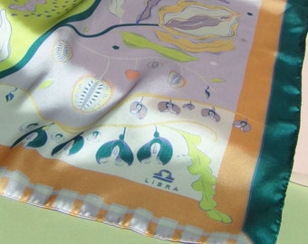 Illustrated Vulva Silk Scarf - Lime, Cream & Lilac Bandana