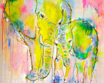 Elephant Reunion Giclee Canvas Print