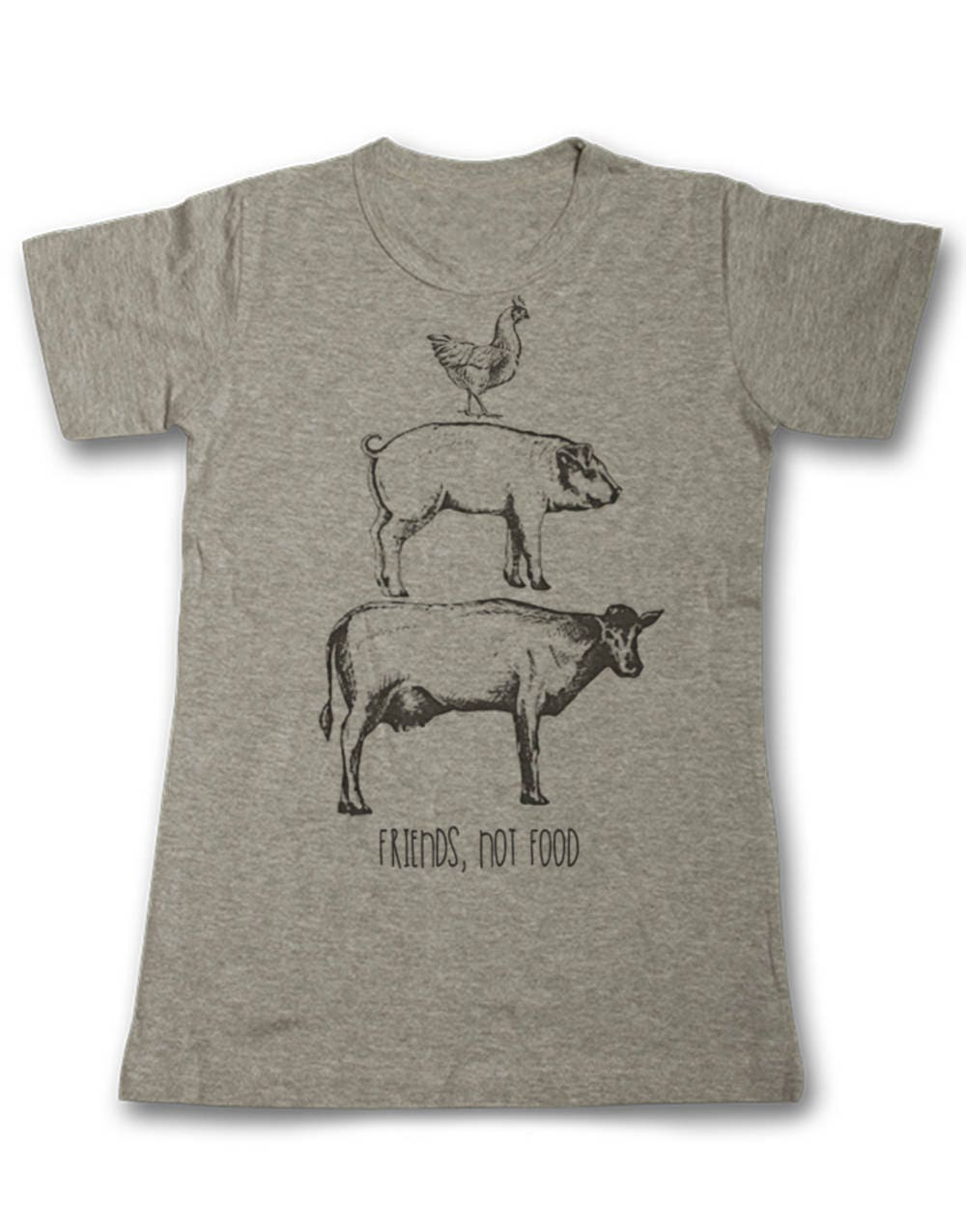 Image of Friends Not Food. Vegetarian/Vegan Ladies Fit T Shirt