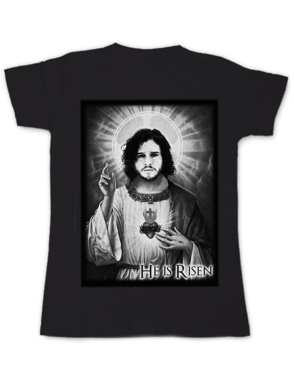 Image of He Is Risen. Jon Snow Print Ladies Fit T Shirt