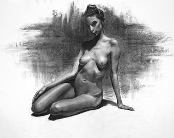 Charcoal drawing figure | Nude |  Figure drawing