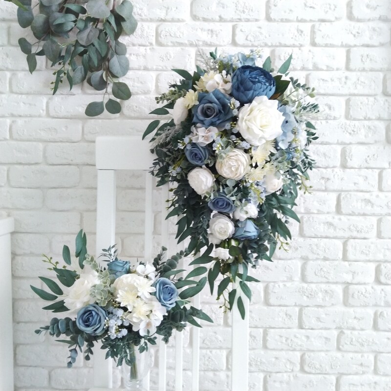 Dusty Blue Bridal Bouquet - Etsy