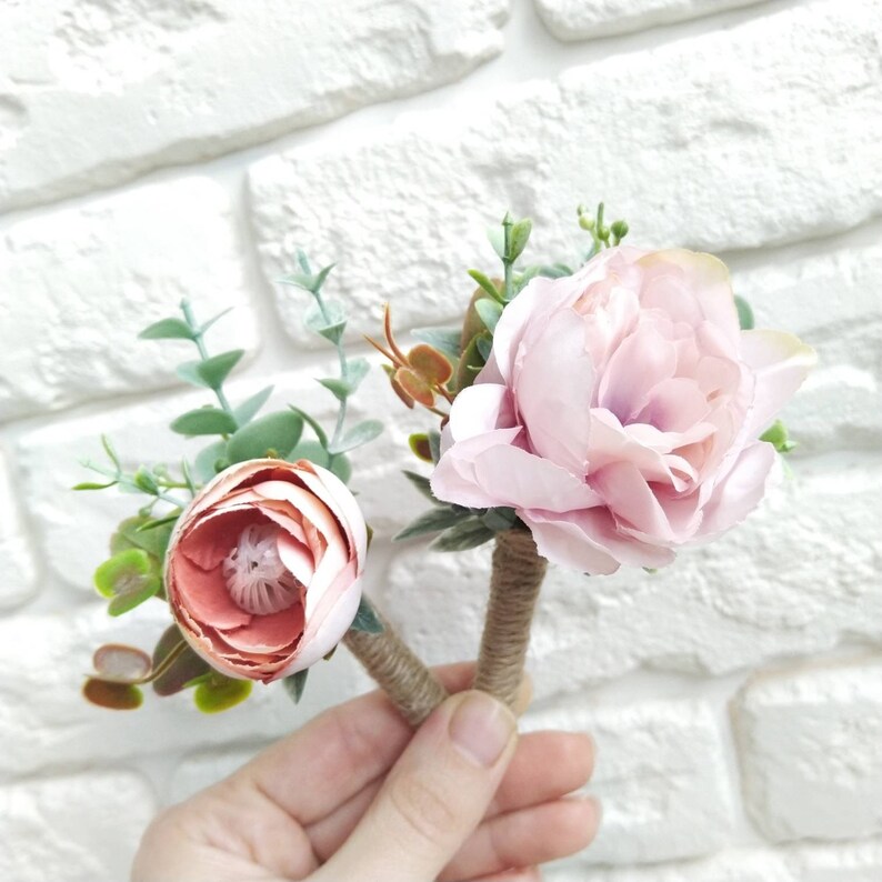 Peony and eucalyptus crown Pink blush wedding flower crown Bridesmaid eucalyptus crown Wedding flower crown Greenery hair comb Boutonniere