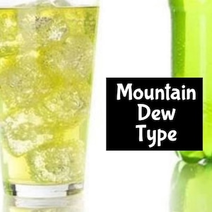 May include: A glass of Mountain Dew with ice cubes. The text "Mountain Dew Type" is visible in the image.