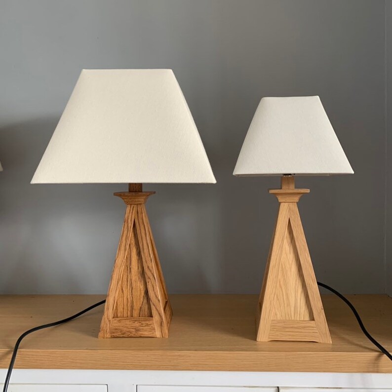 Wooden lamp Bedside table lamp Oak lamp Table lamp Wooden Etsy