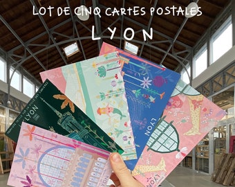 Lot de 5 Cartes postales - Lyon