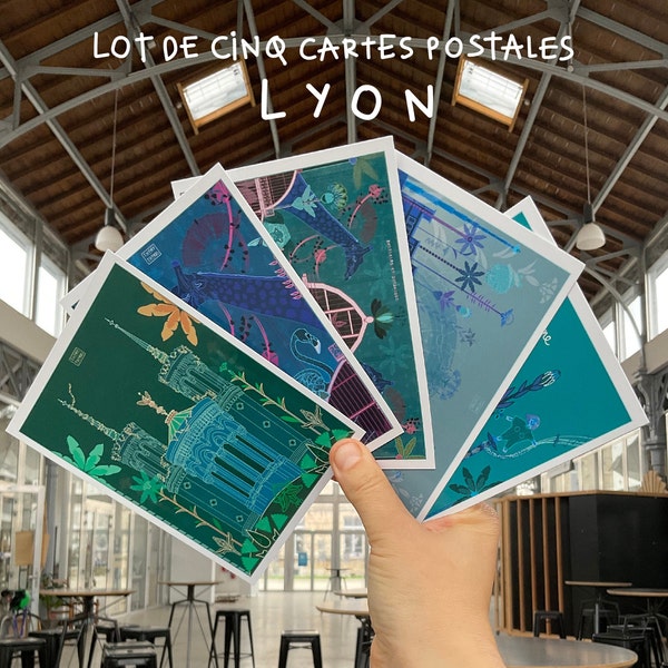 Lot de 5 Cartes postales La fête des Lumières - Lyon