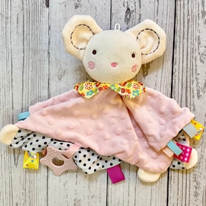 Personalized Pink Mouse Baby Comforter Blanket: Plush Security Lovie with Tags