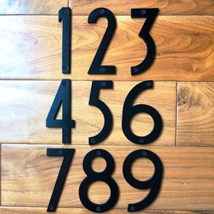 3, 4, 5 and 6 Metal l Address Numbers House Numbers Craftsman Style Mission Style Farmhouse Art Deco Welded Studs image 5