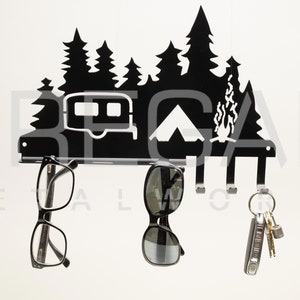 Camping Themed Metal Glasses and Key Holder | Camping Decor | Camper RV Decor | © Bregan Metal Works 2021