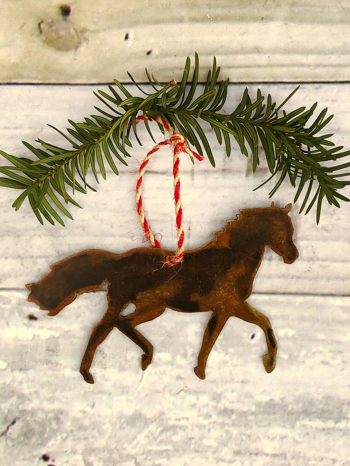 Rustic Horse Metal Christmas Ornament Etsy Italia