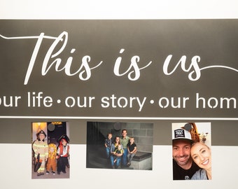 This is Us - Our Life - Our Story - Our Home Metal Wall Art and Picture Holder | Magnetic Picture Holder | Metal Picture Holder