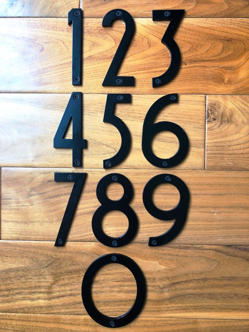 3, 4, 5 and 6 Metal l Address Numbers House Numbers Craftsman Style Mission Style Farmhouse Art Deco Welded Studs image 5