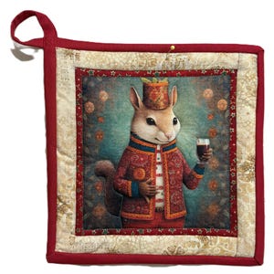Christmas Party Animals Quilted Potholder