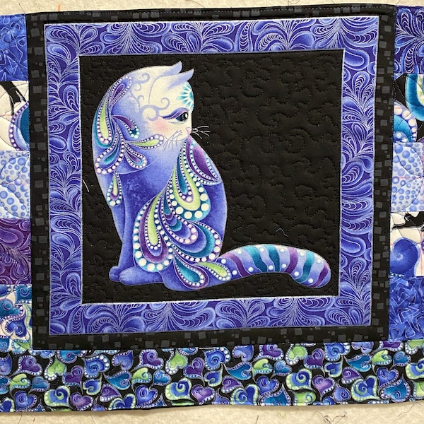 Placemat (Quilted) from Cat-I-Tude "Singing the Blues" collection by Ann Lauer