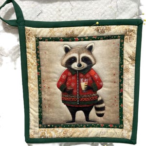 Christmas Party Animals Quilted Potholder