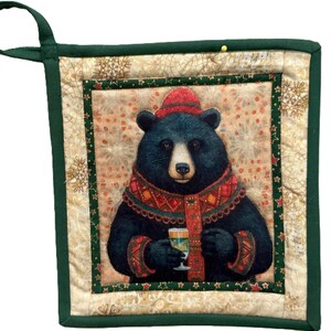 Christmas Party Animals Quilted Potholder