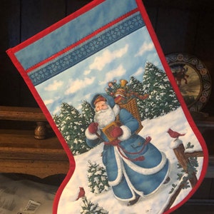 Christmas Stocking, Vintage St. Nicholas, Quilted
