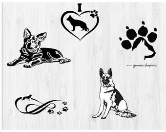 German Shepard SVG, Dogs svg, German Shepard cutfile svg, Love dogs, Service Dog, svg files for silhouette cameo, cricut explore, dxf file