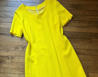 Handmade Canary Yellow 60s Shift Dress - Size L