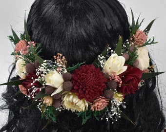 Blushing Beauty Wood Sola Flower Bridal Hair Crown Accessory