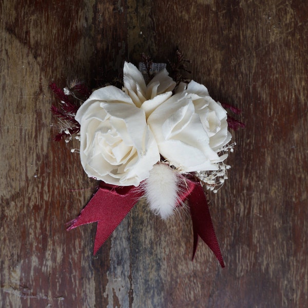 Red Velvet Cake Wood Sola Flower Corsage