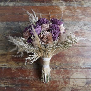 Purple and Mauve Wood Wedding Sola Flower Bouquet,"Sugar Plum"