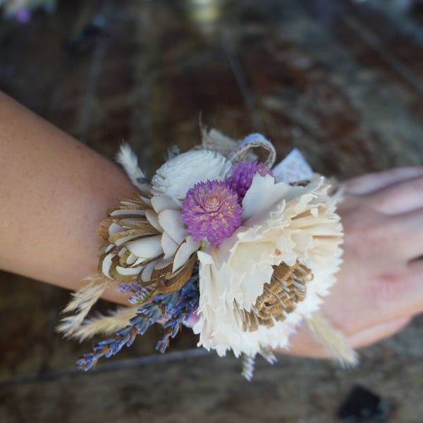 Lavender Dreams Wood Sola Flower Corsage