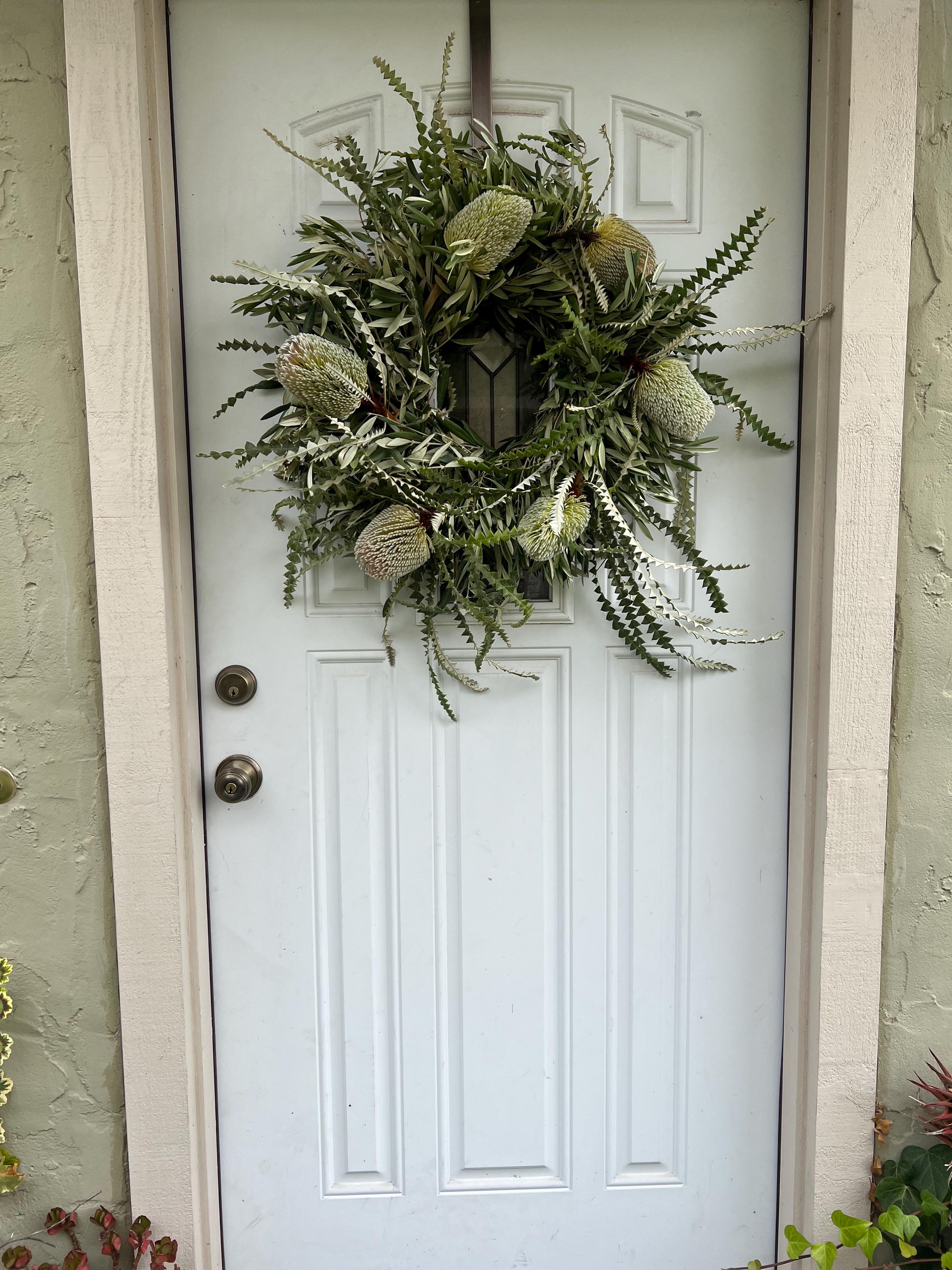 Fresh Wreath, Olive and Banksia Protea Winter Christmas Greenery Wreath (available year round!) - Thumbnail 3